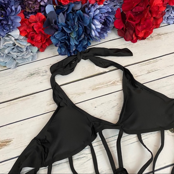 Sexy Black Hollowed Out Bandage Monokini - Picture 6 of 13